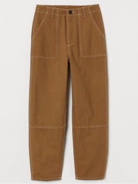 H&M Brown Cargo Pants 10 Medium M Workman Workwear Double Knee